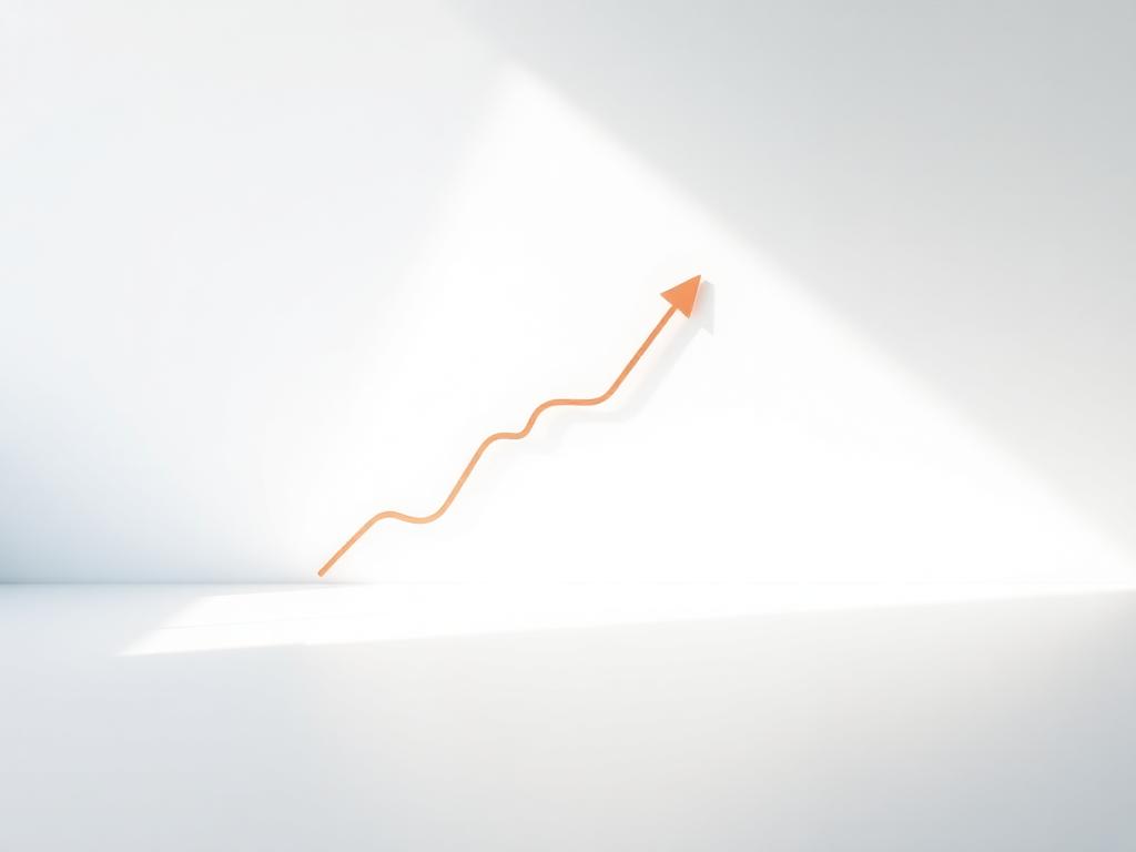 Seta ascendente em ambiente claro e minimalista